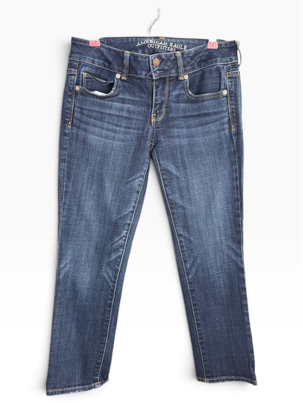 American Eagle Artist Crop Stretch Jeans Dark Wash Double Button Size 4